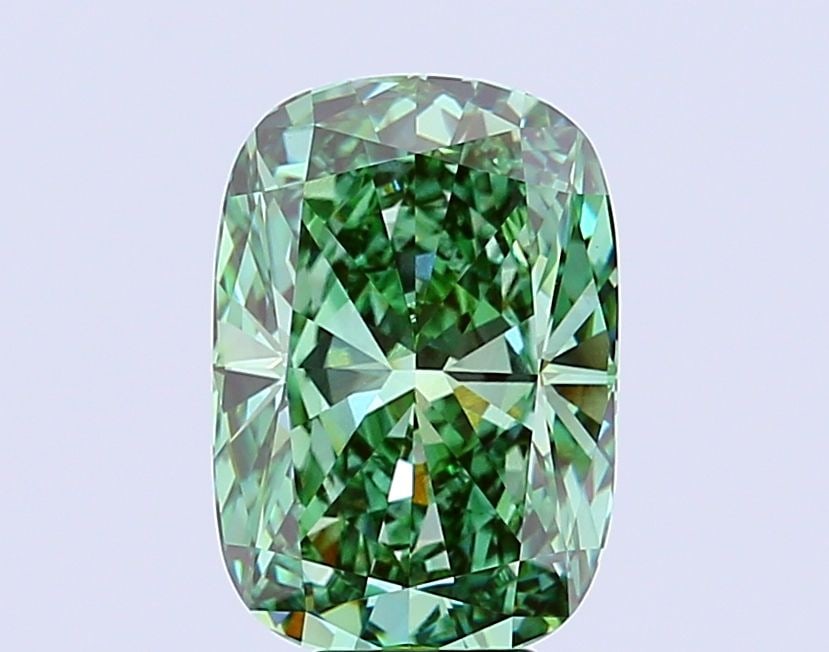 Loose Diamond - CUSHION MODIFIED 8.62ct Fancy Vivid Green VVS2: Loose Diamond - CUSHION MODIFIED 8.62ct Fancy Vivid Green VVS2 Source: This is a real non-mined Diamond that has been grown in a lab Shape: CUSHION MODIFIED Carats: 8.62 Color: Fancy Vivid Green Certi