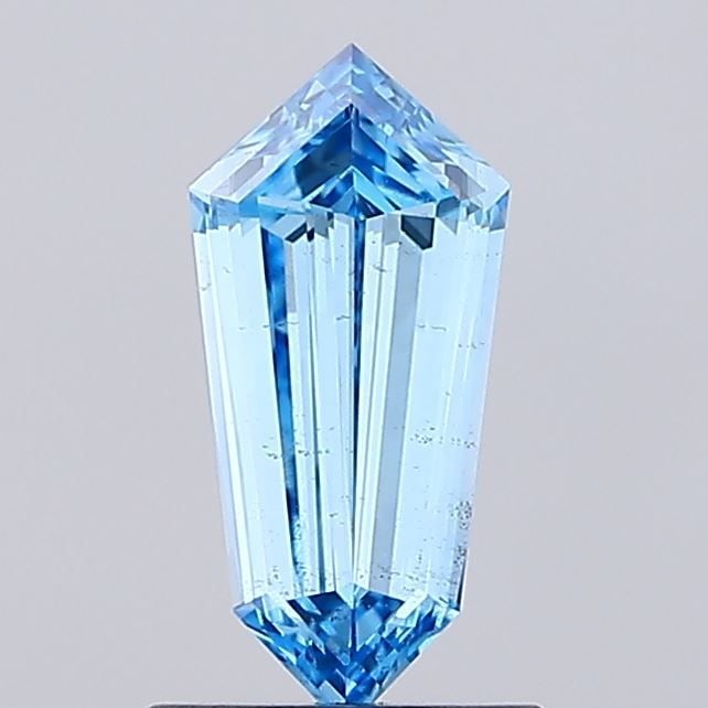 Loose Diamond - SHIELD 0.9ct Fancy Vivid Blue SI1: Loose Diamond - SHIELD 0.9ct Fancy Vivid Blue SI1 Source: This is a real non-mined Diamond that has been grown in a lab Shape: SHIELD Carats: 0.9 Color: Fancy Vivid Blue Certification: IGI Video: