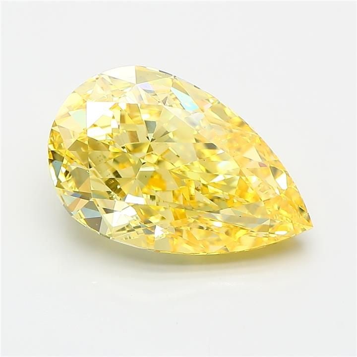 Loose Diamond - PEAR 5.03ct Fancy Vivid Yellow VS1: Loose Diamond - PEAR 5.03ct Fancy Vivid Yellow VS1 Source: This is a real non-mined Diamond that has been grown in a lab Shape: PEAR Carats: 5.03 Color: Fancy Vivid Yellow Certification: IGI Video: