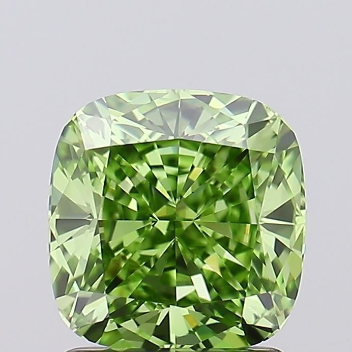 Loose Diamond - CUSHION MODIFIED 1.74ct Fancy Vivid Green VS1: Loose Diamond - CUSHION MODIFIED 1.74ct Fancy Vivid Green VS1 Source: This is a real non-mined Diamond that has been grown in a lab Shape: CUSHION MODIFIED Carats: 1.74 Color: Fancy Vivid Green Certif