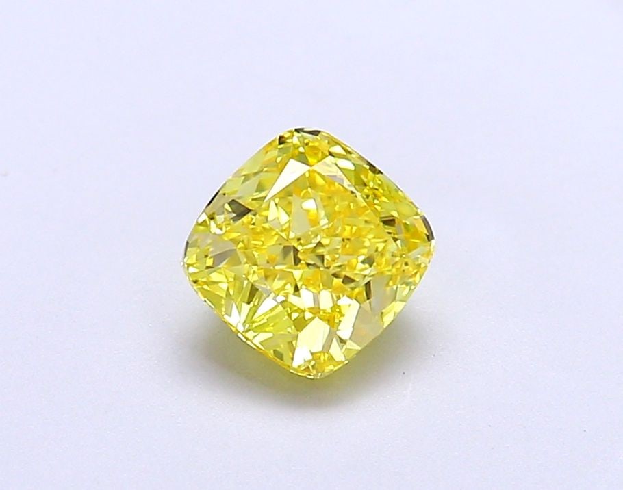 Loose Diamond - CUSHION MODIFIED 1.06ct Fancy Vivid Yellow VS1: Loose Diamond - CUSHION MODIFIED 1.06ct Fancy Vivid Yellow VS1 Source: This is a real non-mined Diamond that has been grown in a lab Shape: CUSHION MODIFIED Carats: 1.06 Color: Fancy Vivid Yellow Cert
