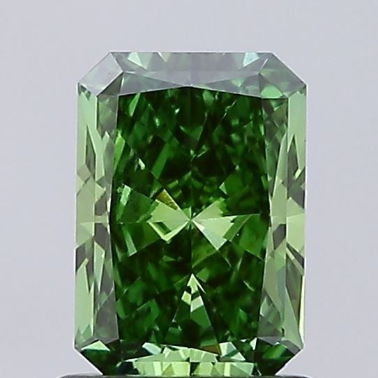 Loose Diamond - RADIANT 0.97ct Fancy Vivid Green VS1: Loose Diamond - RADIANT 0.97ct Fancy Vivid Green VS1 Source: This is a real non-mined Diamond that has been grown in a lab Shape: RADIANT Carats: 0.97 Color: Fancy Vivid Green Certification: IGI Video