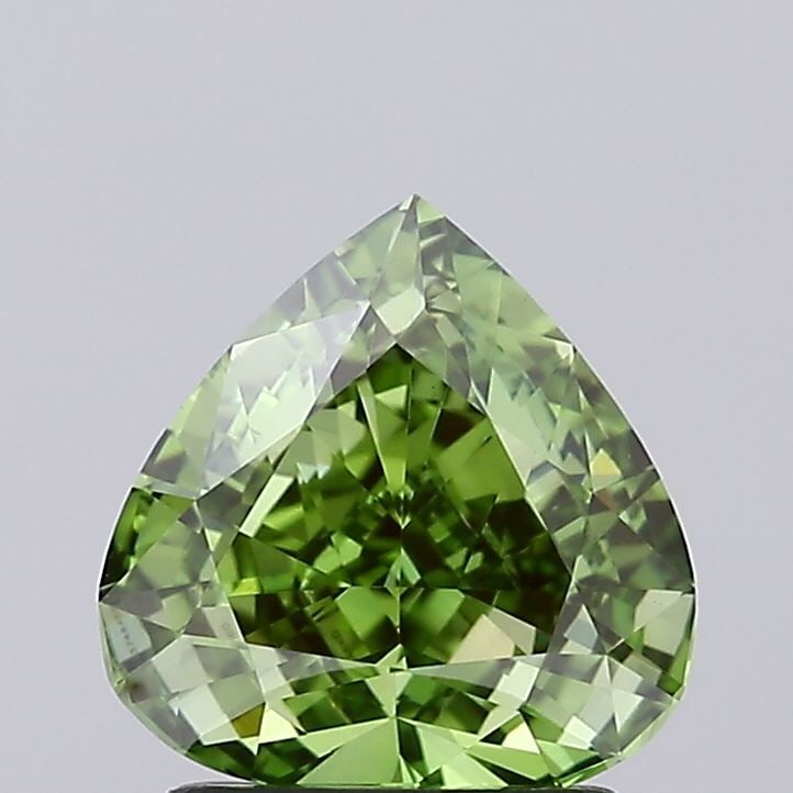 Loose Diamond - PEAR 1.54ct Fancy Vivid Green VS1: Loose Diamond - PEAR 1.54ct Fancy Vivid Green VS1 Source: This is a real non-mined Diamond that has been grown in a lab Shape: PEAR Carats: 1.54 Color: Fancy Vivid Green Certification: IGI Video: