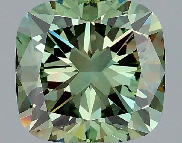 Loose Diamond - CUSHION MODIFIED 2.04ct Fancy Vivid Green VS1: Loose Diamond - CUSHION MODIFIED 2.04ct Fancy Vivid Green VS1 Source: This is a real non-mined Diamond that has been grown in a lab Shape: CUSHION MODIFIED Carats: 2.04 Color: Fancy Vivid Green Certif