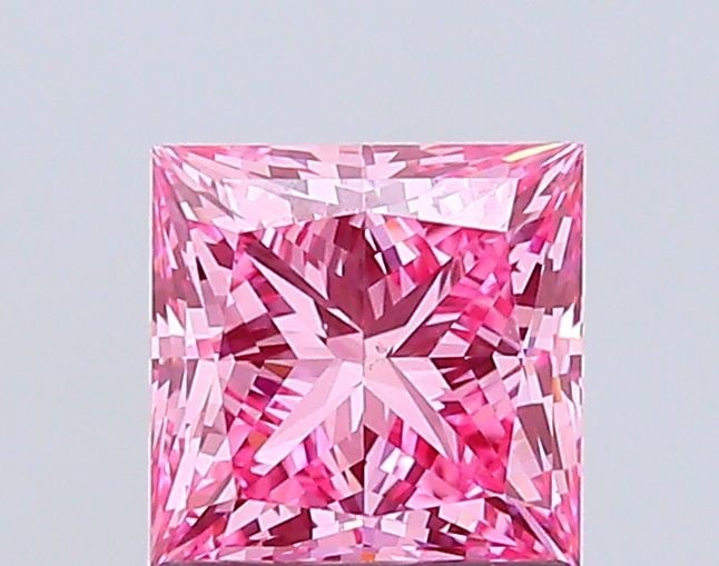 Loose Diamond - PRINCESS 1.38ct Fancy Vivid Pink VS1: Loose Diamond - PRINCESS 1.38ct Fancy Vivid Pink VS1 Source: This is a real non-mined Diamond that has been grown in a lab Shape: PRINCESS Carats: 1.38 Color: Fancy Vivid Pink Certification: IGI Video