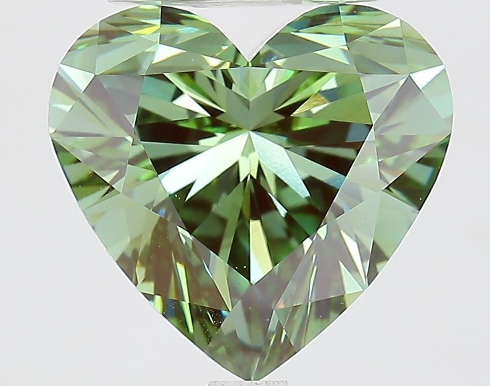 Loose Diamond - HEART 4.7ct Fancy Vivid Green VVS2: Loose Diamond - HEART 4.7ct Fancy Vivid Green VVS2 Source: This is a real non-mined Diamond that has been grown in a lab Shape: HEART Carats: 4.7 Color: Fancy Vivid Green Certification: IGI Video:
