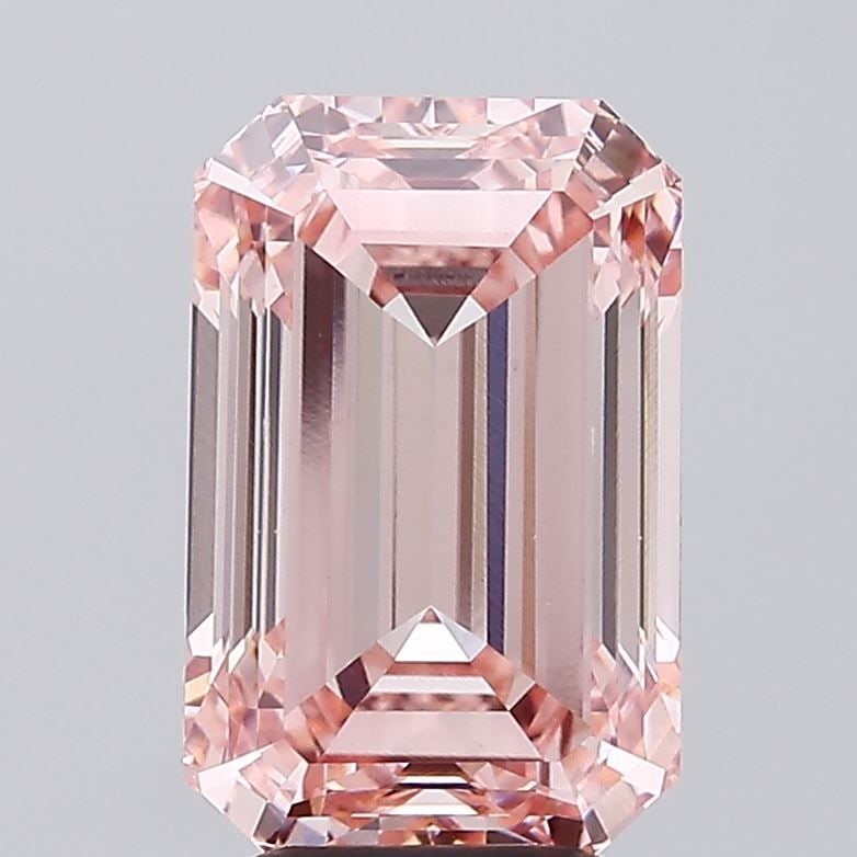Loose Diamond - EMERALD 5.21ct Fancy Vivid Pink VS1: Loose Diamond - EMERALD 5.21ct Fancy Vivid Pink VS1 Source: This is a real non-mined Diamond that has been grown in a lab Shape: EMERALD Carats: 5.21 Color: Fancy Vivid Pink Certification: IGI Video: