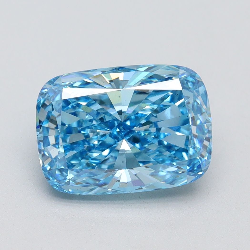 Loose Diamond - CUSHION BRILLIANT 2.71ct Fancy Vivid Blue VS1: Loose Diamond - CUSHION BRILLIANT 2.71ct Fancy Vivid Blue VS1 Source: This is a real non-mined Diamond that has been grown in a lab Shape: CUSHION BRILLIANT Carats: 2.71 Color: Fancy Vivid Blue Certif