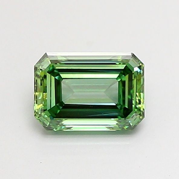 Loose Diamond - EMERALD 1.17ct Fancy Vivid Green VS1: Loose Diamond - EMERALD 1.17ct Fancy Vivid Green VS1 Source: This is a real non-mined Diamond that has been grown in a lab Shape: EMERALD Carats: 1.17 Color: Fancy Vivid Green Certification: IGI Video