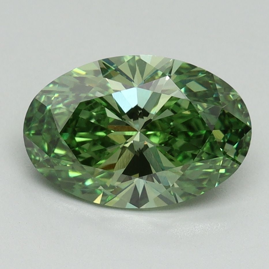 Loose Diamond - OVAL 2.15ct Fancy Vivid Green VS1: Loose Diamond - OVAL 2.15ct Fancy Vivid Green VS1 Source: This is a real non-mined Diamond that has been grown in a lab Shape: OVAL Carats: 2.15 Color: Fancy Vivid Green Certification: IGI Video: