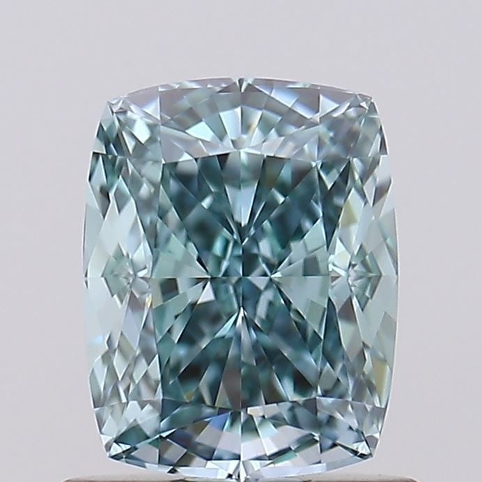 Loose Diamond - CUSHION MODIFIED 1.08ct Fancy Vivid Greenish Blue VS1: Loose Diamond - CUSHION MODIFIED 1.08ct Fancy Vivid Greenish Blue VS1 Source: This is a real non-mined Diamond that has been grown in a lab Shape: CUSHION MODIFIED Carats: 1.08 Color: Fancy Vivid Gree
