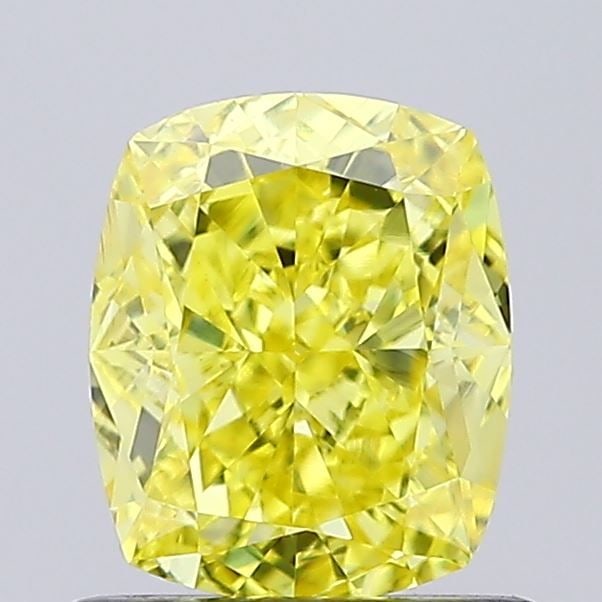 Loose Diamond - CUSHION BRILLIANT 0.95ct Fancy Vivid Yellow VS1: Loose Diamond - CUSHION BRILLIANT 0.95ct Fancy Vivid Yellow VS1 Source: This is a real non-mined Diamond that has been grown in a lab Shape: CUSHION BRILLIANT Carats: 0.95 Color: Fancy Vivid Yellow Ce