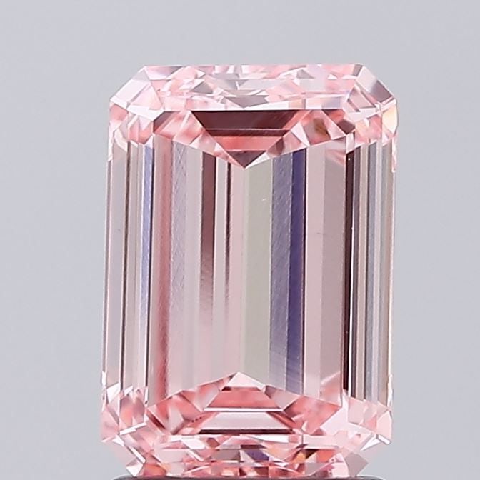 Loose Diamond - EMERALD 2.07ct Fancy Intense Pink VS1: Loose Diamond - EMERALD 2.07ct Fancy Intense Pink VS1 Source: This is a real non-mined Diamond that has been grown in a lab Shape: EMERALD Carats: 2.07 Color: Fancy Intense Pink Certification: IGI Vid