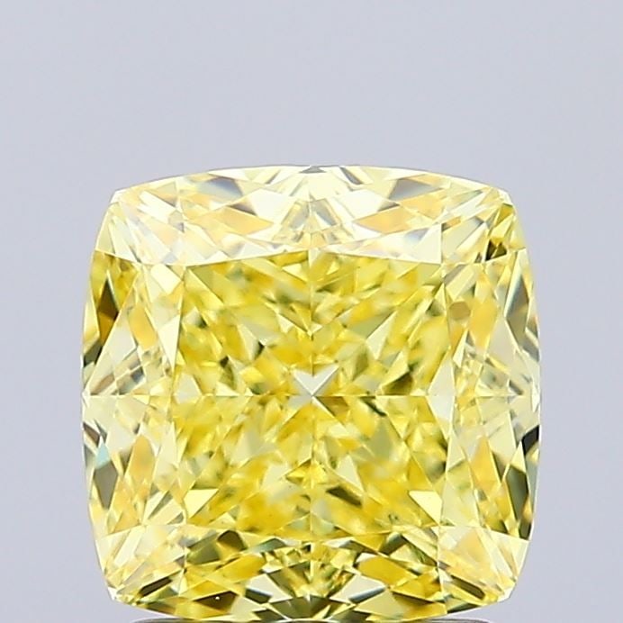 Loose Diamond - CUSHION MODIFIED 1.89ct Fancy Intense Yellow VS1: Loose Diamond - CUSHION MODIFIED 1.89ct Fancy Intense Yellow VS1 Source: This is a real non-mined Diamond that has been grown in a lab Shape: CUSHION MODIFIED Carats: 1.89 Color: Fancy Intense Yellow 