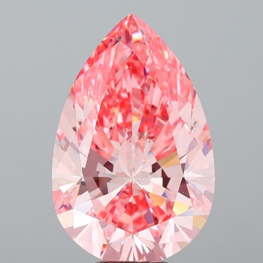 Loose Diamond - PEAR 8.51ct Fancy Vivid Pink VS1: Loose Diamond - PEAR 8.51ct Fancy Vivid Pink VS1 Source: This is a real non-mined Diamond that has been grown in a lab Shape: PEAR Carats: 8.51 Color: Fancy Vivid Pink Certification: IGI Video: