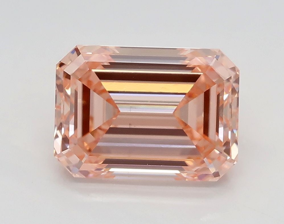 Loose Diamond - EMERALD 2.4ct Fancy Intense Orangey Pink VS1: Loose Diamond - EMERALD 2.4ct Fancy Intense Orangey Pink VS1 Source: This is a real non-mined Diamond that has been grown in a lab Shape: EMERALD Carats: 2.4 Color: Fancy Intense Orangey Pink Certific