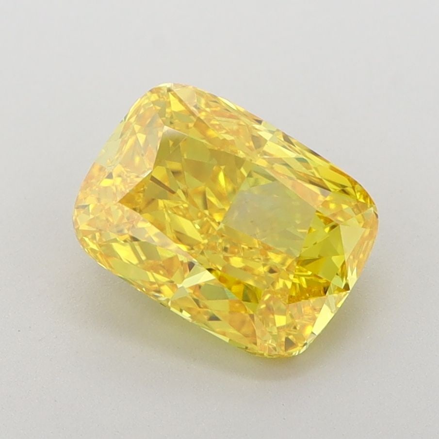 Loose Diamond - CUSHION BRILLIANT 1.9ct Fancy Vivid Yellow VS1: Loose Diamond - CUSHION BRILLIANT 1.9ct Fancy Vivid Yellow VS1 Source: This is a real non-mined Diamond that has been grown in a lab Shape: CUSHION BRILLIANT Carats: 1.9 Color: Fancy Vivid Yellow Cert