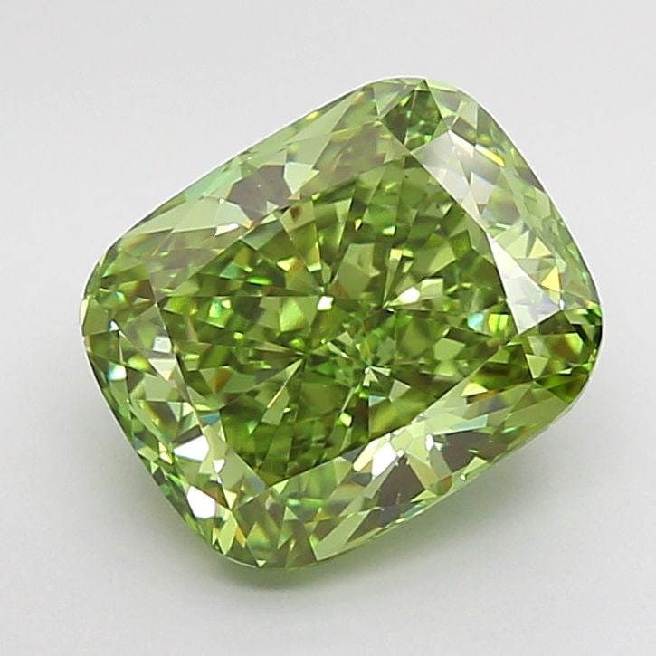 Loose Diamond - CUSHION MODIFIED 5.02ct Fancy Vivid Green VS1: Loose Diamond - CUSHION MODIFIED 5.02ct Fancy Vivid Green VS1 Source: This is a real non-mined Diamond that has been grown in a lab Shape: CUSHION MODIFIED Carats: 5.02 Color: Fancy Vivid Green Certif