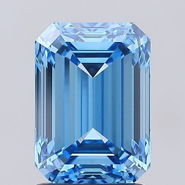 Loose Diamond - EMERALD 2.01ct Fancy Vivid Blue VS1: Loose Diamond - EMERALD 2.01ct Fancy Vivid Blue VS1 Source: This is a real non-mined Diamond that has been grown in a lab Shape: EMERALD Carats: 2.01 Color: Fancy Vivid Blue Certification: IGI Video: