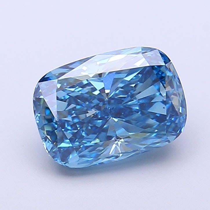 Loose Diamond - CUSHION MODIFIED 2.1ct Fancy Vivid Blue VS1: Loose Diamond - CUSHION MODIFIED 2.1ct Fancy Vivid Blue VS1 Source: This is a real non-mined Diamond that has been grown in a lab Shape: CUSHION MODIFIED Carats: 2.1 Color: Fancy Vivid Blue Certificat