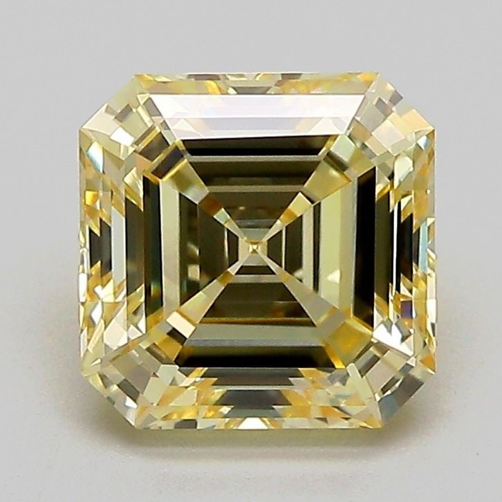 Loose Diamond - ASSCHER 2.01ct Fancy Light Yellow VVS2: Loose Diamond - ASSCHER 2.01ct Fancy Light Yellow VVS2 Source: This is a real non-mined Diamond that has been grown in a lab Shape: ASSCHER Carats: 2.01 Color: Fancy Light Yellow Certification: IGI Vi