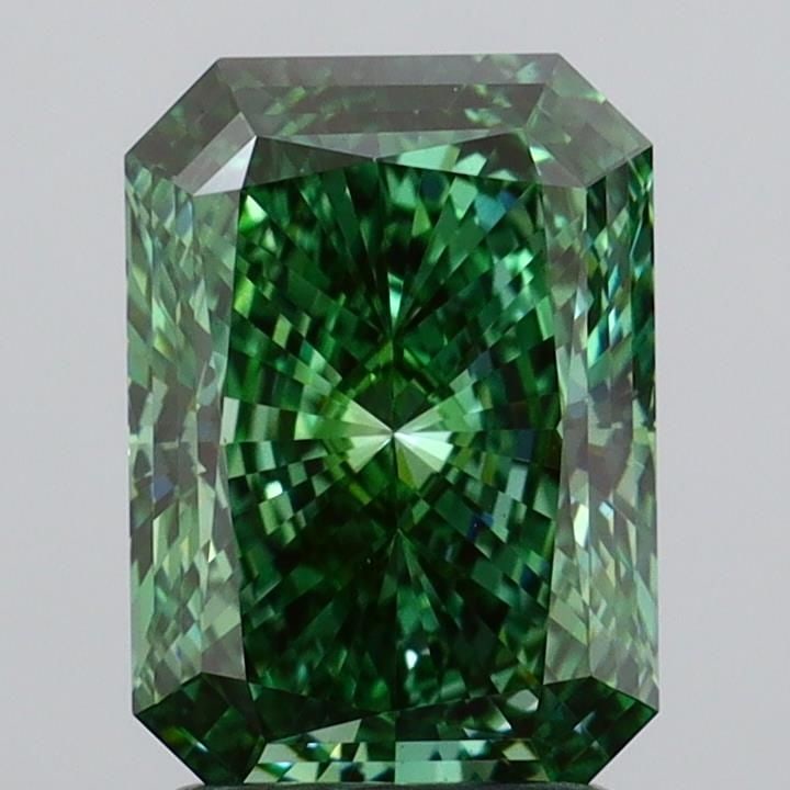 Loose Diamond - RADIANT 2.07ct Fancy Vivid Green VVS2: Loose Diamond - RADIANT 2.07ct Fancy Vivid Green VVS2 Source: This is a real non-mined Diamond that has been grown in a lab Shape: RADIANT Carats: 2.07 Color: Fancy Vivid Green Certification: IGI Vide