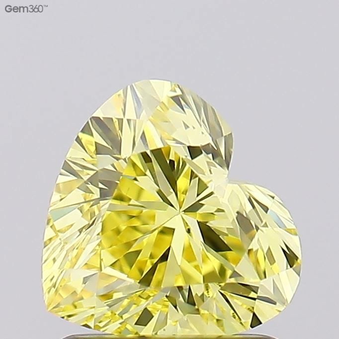 Loose Diamond - HEART 1.0ct Fancy Intense Yellow VS1: Loose Diamond - HEART 1.0ct Fancy Intense Yellow VS1 Source: This is a real non-mined Diamond that has been grown in a lab Shape: HEART Carats: 1.0 Color: Fancy Intense Yellow Certification: IGI Video
