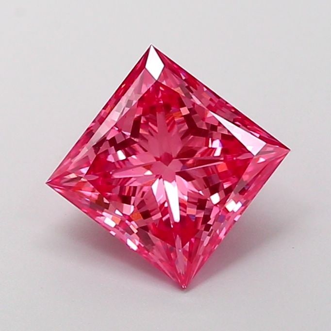 Loose Diamond - PRINCESS 2.07ct Fancy Vivid Pink VS2: Loose Diamond - PRINCESS 2.07ct Fancy Vivid Pink VS2 Source: This is a real non-mined Diamond that has been grown in a lab Shape: PRINCESS Carats: 2.07 Color: Fancy Vivid Pink Certification: IGI Video