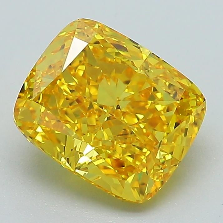 Loose Diamond - CUSHION MODIFIED 2.14ct Fancy Vivid Yellow VS1: Loose Diamond - CUSHION MODIFIED 2.14ct Fancy Vivid Yellow VS1 Source: This is a real non-mined Diamond that has been grown in a lab Shape: CUSHION MODIFIED Carats: 2.14 Color: Fancy Vivid Yellow Cert