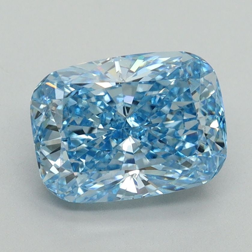 Loose Diamond - CUSHION BRILLIANT 2.09ct Fancy Vivid Blue VS2: Loose Diamond - CUSHION BRILLIANT 2.09ct Fancy Vivid Blue VS2 Source: This is a real non-mined Diamond that has been grown in a lab Shape: CUSHION BRILLIANT Carats: 2.09 Color: Fancy Vivid Blue Certif