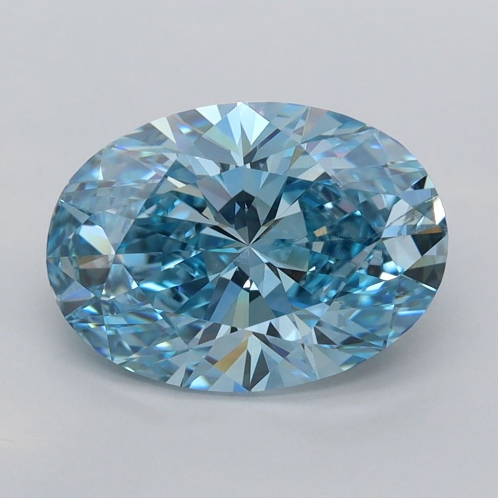 Loose Diamond - OVAL 2.52ct Fancy Vivid Blue SI1: Loose Diamond - OVAL 2.52ct Fancy Vivid Blue SI1 Source: This is a real non-mined Diamond that has been grown in a lab Shape: OVAL Carats: 2.52 Color: Fancy Vivid Blue Certification: IGI Video: