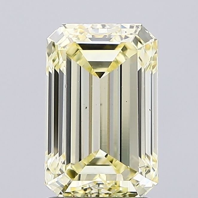 Loose Diamond - EMERALD 2.0ct Fancy Light Yellow VS2: Loose Diamond - EMERALD 2.0ct Fancy Light Yellow VS2 Source: This is a real non-mined Diamond that has been grown in a lab Shape: EMERALD Carats: 2.0 Color: Fancy Light Yellow Certification: IGI Video