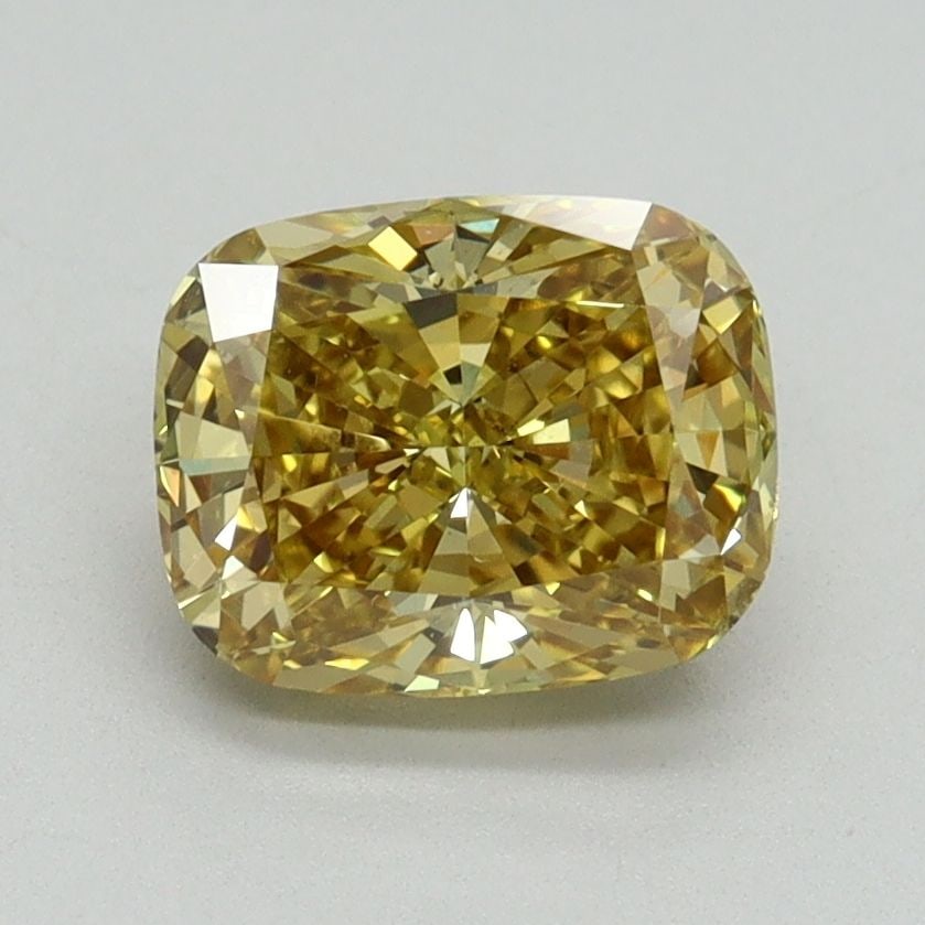 Loose Diamond - CUSHION BRILLIANT 1.56ct Fancy Vivid Yellow VS2: Loose Diamond - CUSHION BRILLIANT 1.56ct Fancy Vivid Yellow VS2 Source: This is a real non-mined Diamond that has been grown in a lab Shape: CUSHION BRILLIANT Carats: 1.56 Color: Fancy Vivid Yellow Ce