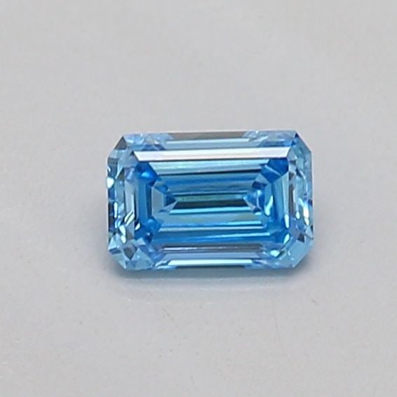Loose Diamond - EMERALD 0.15ct Fancy Vivid Blue VS2: Loose Diamond - EMERALD 0.15ct Fancy Vivid Blue VS2 Source: This is a real non-mined Diamond that has been grown in a lab Shape: EMERALD Carats: 0.15 Color: Fancy Vivid Blue Certification: IGI The Dia