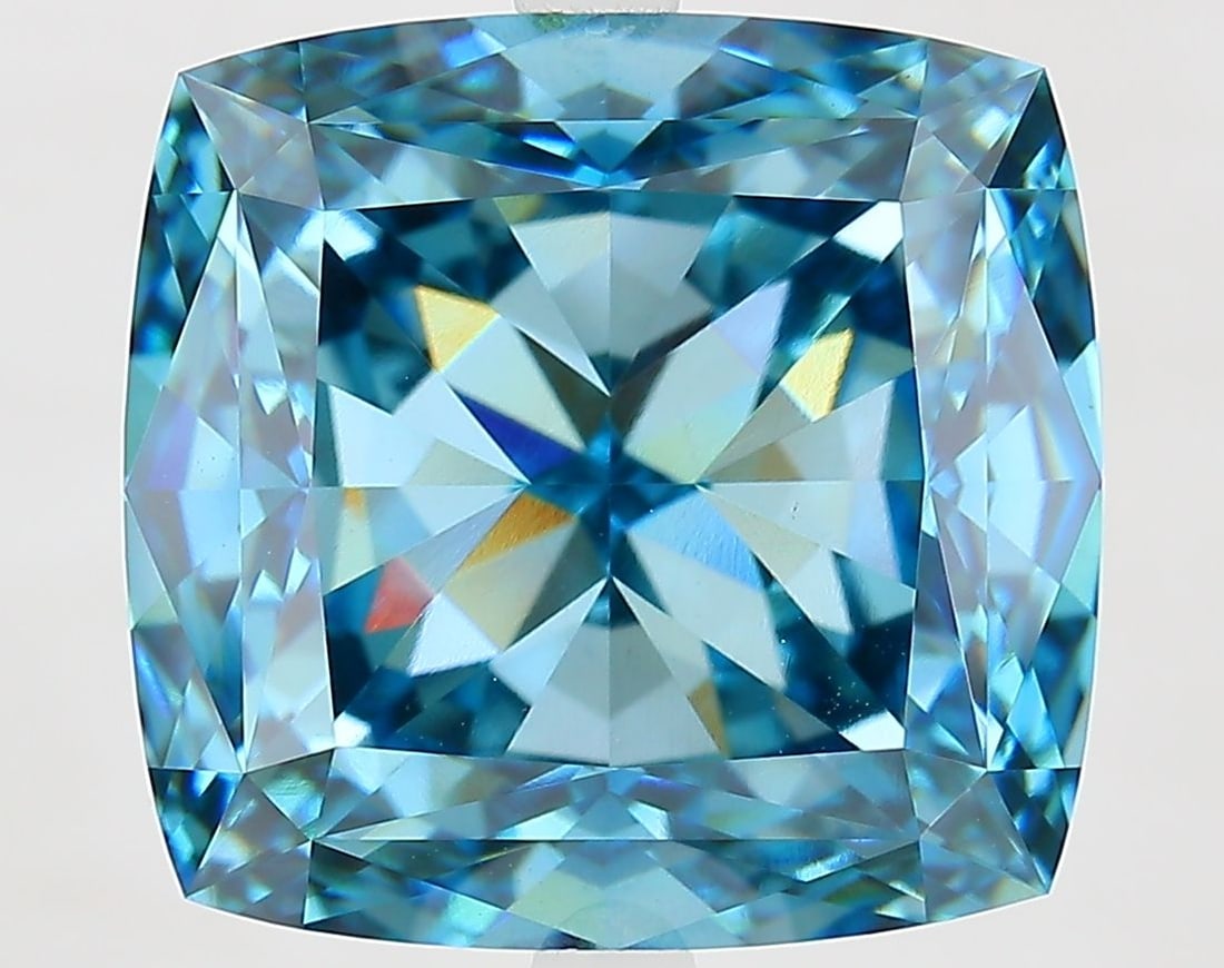 Loose Diamond - CUSHION MODIFIED 13.08ct Fancy Vivid Blue VVS2: Loose Diamond - CUSHION MODIFIED 13.08ct Fancy Vivid Blue VVS2 Source: This is a real non-mined Diamond that has been grown in a lab Shape: CUSHION MODIFIED Carats: 13.08 Color: Fancy Vivid Blue Certi