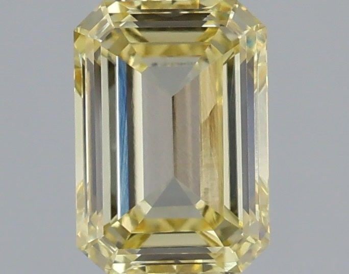 Loose Diamond - EMERALD 1.34ct Fancy Yellow VVS2: Loose Diamond - EMERALD 1.34ct Fancy Yellow VVS2 Source: This is a real non-mined Diamond that has been grown in a lab Shape: EMERALD Carats: 1.34 Color: Fancy Yellow Certification: IGI Video: