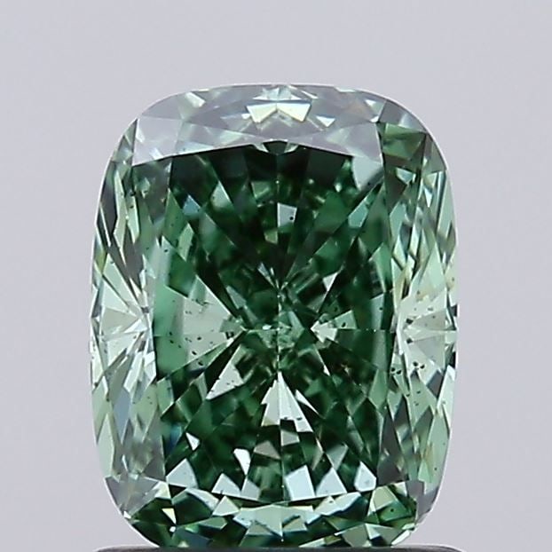 Loose Diamond - CUSHION MODIFIED 1.17ct Fancy Vivid Green SI1: Loose Diamond - CUSHION MODIFIED 1.17ct Fancy Vivid Green SI1 Source: This is a real non-mined Diamond that has been grown in a lab Shape: CUSHION MODIFIED Carats: 1.17 Color: Fancy Vivid Green Certif