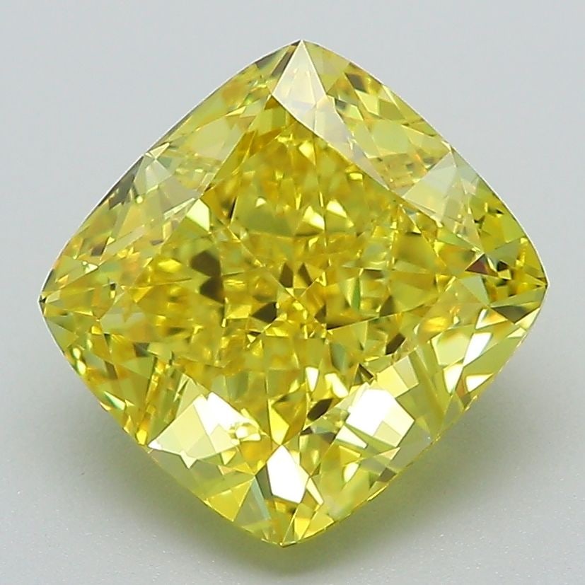 Loose Diamond - CUSHION MODIFIED 3.41ct Fancy Yellow VVS2: Loose Diamond - CUSHION MODIFIED 3.41ct Fancy Yellow VVS2 Source: This is a real non-mined Diamond that has been grown in a lab Shape: CUSHION MODIFIED Carats: 3.41 Color: Fancy Yellow Certification: 
