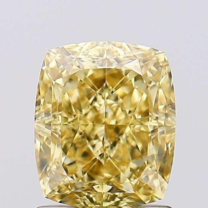 Loose Diamond - CUSHION MODIFIED 1.53ct Fancy Vivid Yellow VS2: Loose Diamond - CUSHION MODIFIED 1.53ct Fancy Vivid Yellow VS2 Source: This is a real non-mined Diamond that has been grown in a lab Shape: CUSHION MODIFIED Carats: 1.53 Color: Fancy Vivid Yellow Cert