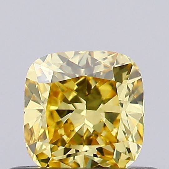 Loose Diamond - CUSHION MODIFIED 0.46ct Fancy Vivid Yellow VS1: Loose Diamond - CUSHION MODIFIED 0.46ct Fancy Vivid Yellow VS1 Source: This is a real non-mined Diamond that has been grown in a lab Shape: CUSHION MODIFIED Carats: 0.46 Color: Fancy Vivid Yellow Cert
