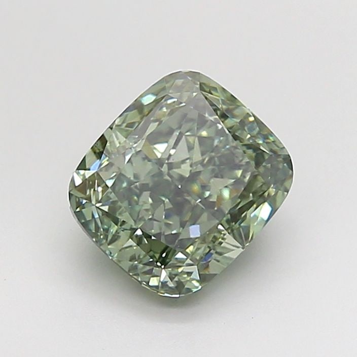Loose Diamond - CUSHION MODIFIED 2.05ct Fancy Vivid Green VS2: Loose Diamond - CUSHION MODIFIED 2.05ct Fancy Vivid Green VS2 Source: This is a real non-mined Diamond that has been grown in a lab Shape: CUSHION MODIFIED Carats: 2.05 Color: Fancy Vivid Green Certif