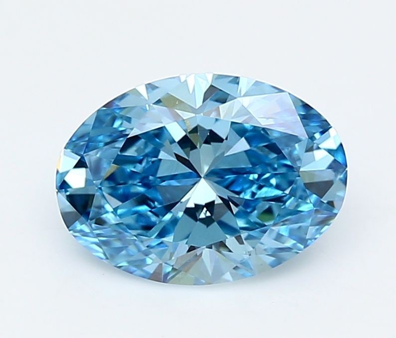Loose Diamond - OVAL 2.06ct Fancy Vivid Blue VVS2: Loose Diamond - OVAL 2.06ct Fancy Vivid Blue VVS2 Source: This is a real non-mined Diamond that has been grown in a lab Shape: OVAL Carats: 2.06 Color: Fancy Vivid Blue Certification: IGI Video: