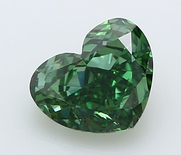 Loose Diamond - HEART 0.54ct Fancy Vivid Green VS1: Loose Diamond - HEART 0.54ct Fancy Vivid Green VS1 Source: This is a real non-mined Diamond that has been grown in a lab Shape: HEART Carats: 0.54 Color: Fancy Vivid Green Certification: IGI Video: