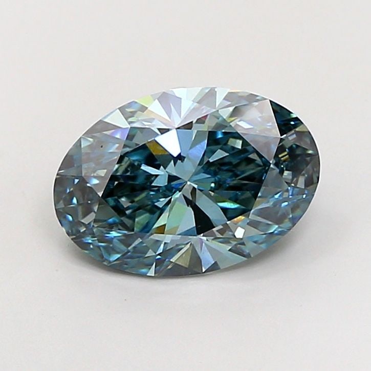 Loose Diamond - OVAL 3.0ct Fancy Vivid Greenish Blue VS1: Loose Diamond - OVAL 3.0ct Fancy Vivid Greenish Blue VS1 Source: This is a real non-mined Diamond that has been grown in a lab Shape: OVAL Carats: 3.0 Color: Fancy Vivid Greenish Blue Certification: I
