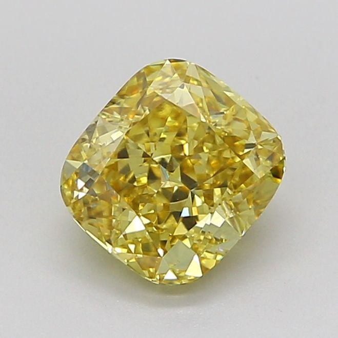 Loose Diamond - CUSHION MODIFIED 1.68ct Fancy Intense Yellow VS1: Loose Diamond - CUSHION MODIFIED 1.68ct Fancy Intense Yellow VS1 Source: This is a real non-mined Diamond that has been grown in a lab Shape: CUSHION MODIFIED Carats: 1.68 Color: Fancy Intense Yellow 