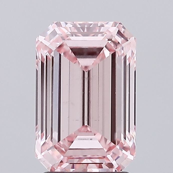 Loose Diamond - EMERALD 2.58ct Fancy Intense Pink VS2: Loose Diamond - EMERALD 2.58ct Fancy Intense Pink VS2 Source: This is a real non-mined Diamond that has been grown in a lab Shape: EMERALD Carats: 2.58 Color: Fancy Intense Pink Certification: IGI Vid