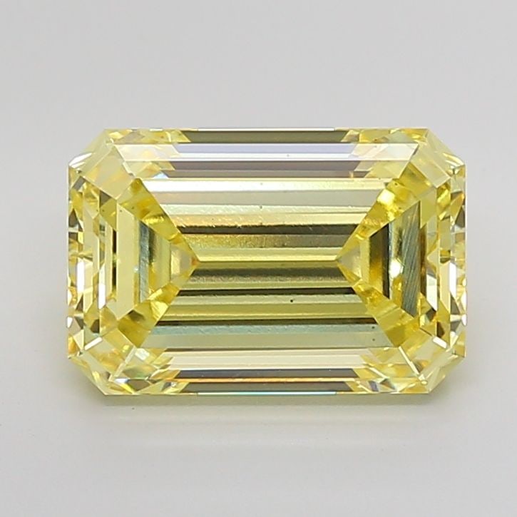 Loose Diamond - EMERALD 6.1ct Fancy Vivid Yellow VS2: Loose Diamond - EMERALD 6.1ct Fancy Vivid Yellow VS2 Source: This is a real non-mined Diamond that has been grown in a lab Shape: EMERALD Carats: 6.1 Color: Fancy Vivid Yellow Certification: IGI Video