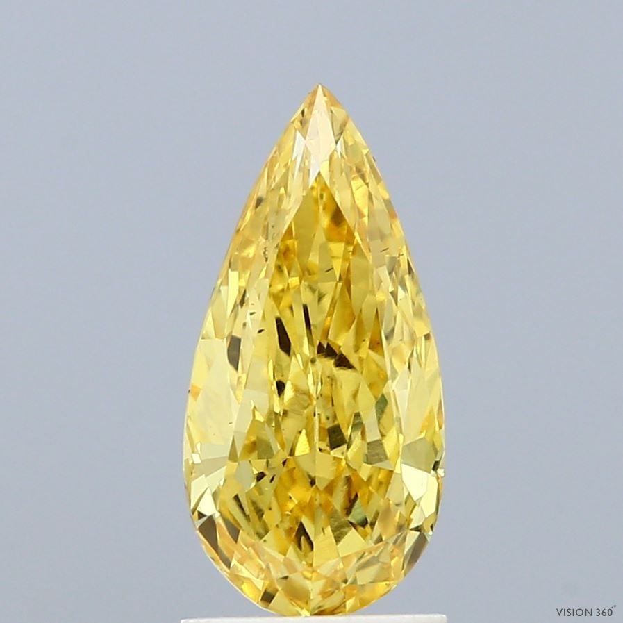 Loose Diamond - PEAR 1.6ct Fancy Vivid Yellow SI1: Loose Diamond - PEAR 1.6ct Fancy Vivid Yellow SI1 Source: This is a real non-mined Diamond that has been grown in a lab Shape: PEAR Carats: 1.6 Color: Fancy Vivid Yellow Certification: IGI The Diamond