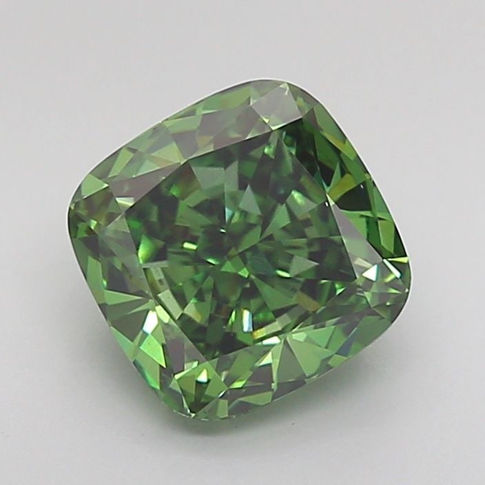 Loose Diamond - CUSHION MODIFIED 2.11ct Fancy Vivid Green VS1: Loose Diamond - CUSHION MODIFIED 2.11ct Fancy Vivid Green VS1 Source: This is a real non-mined Diamond that has been grown in a lab Shape: CUSHION MODIFIED Carats: 2.11 Color: Fancy Vivid Green Certif
