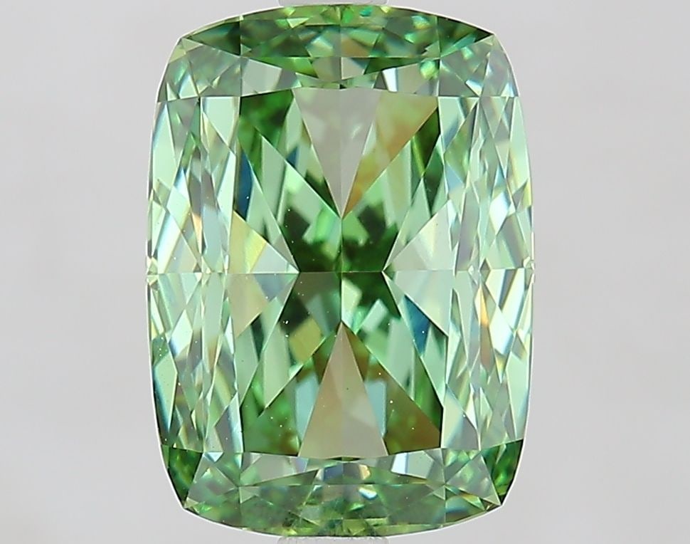 Loose Diamond - CUSHION MODIFIED 3.51ct Fancy Vivid Green VVS2: Loose Diamond - CUSHION MODIFIED 3.51ct Fancy Vivid Green VVS2 Source: This is a real non-mined Diamond that has been grown in a lab Shape: CUSHION MODIFIED Carats: 3.51 Color: Fancy Vivid Green Certi